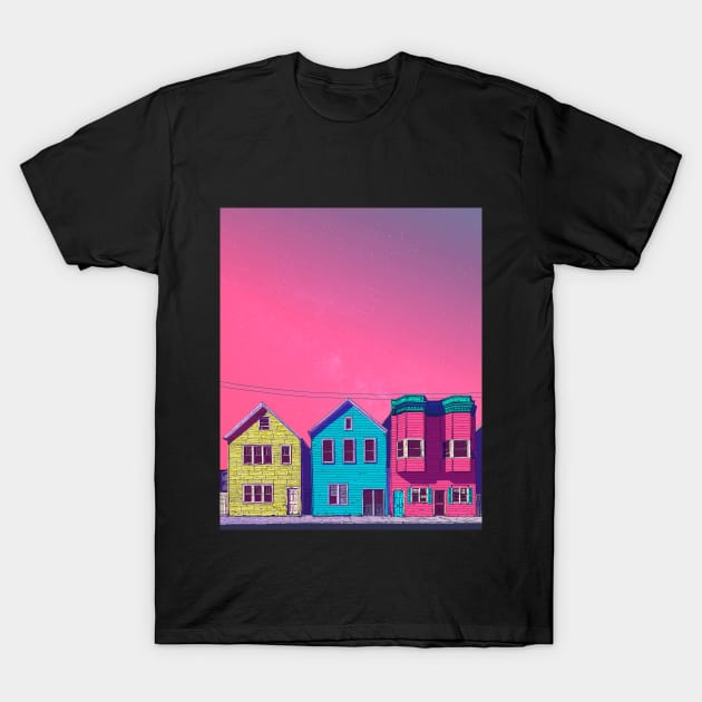 3 Houses on California Avenue T-Shirt by FrankOkay